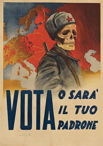 VARIOUS ARTISTS. [ITALIAN PROPAGANDA / ANTI - COMMUNISM]. Group of 3 posters. 1940s-50s. Sizes vary.